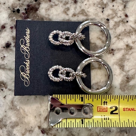 Triple Drop Earrings Cable Motif Brooks Brothers Silver Tone - Picture 5 of 7